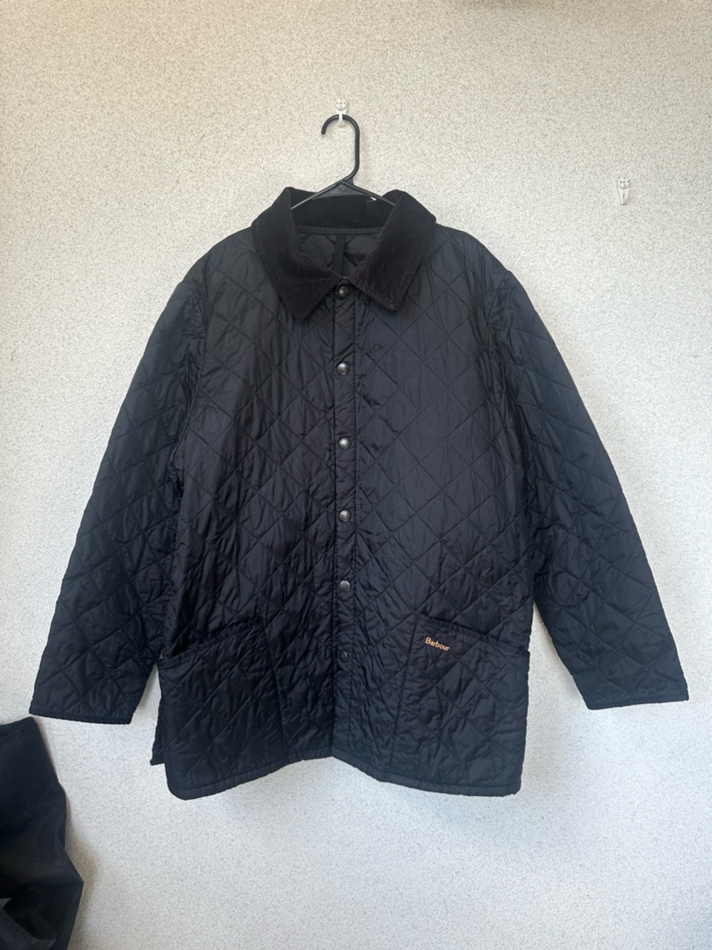 Barbour Heritage Liddesdale Quilted Jacket Black XL  — Corduroy Collar